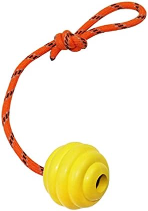 K9 Training Ball with Rope, Exercise and Reward Toy for Dogs - Indestructible Dog Toy Ball with Handle for Training Pull, Throw, Tug - Belgian Malinois Gifts (Yellow) - Image 2