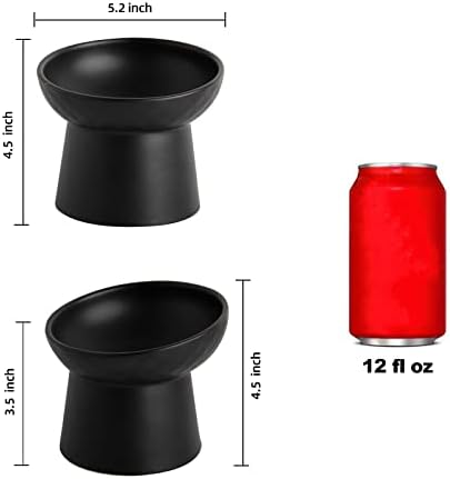 Elevated Cat Bowls, 15° Tilted Ceramic Raised Cat Food and Water Bowl Set, Whisker-Friendly Porcelain Pet Feeder Dishes for Indoor Cats and Small Dogs,Black,5.2 Inch,2 Pack - Image 2