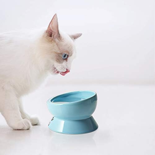 Y YHY Ceramic 15 Ounce Slanted Cat Food Water Bowl, Lake Blue - Image 6