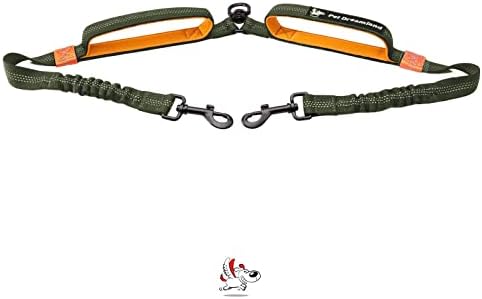 Pet Dreamland Exquisite Double Dog Leash Coupler with Tangle-Free Swivel. Premium & Versatile Attachment for Walking Two Dogs. You Will Absolutely Love This Amazing Dual Dog Coupler (Khaki & Orange) by PetDreamland