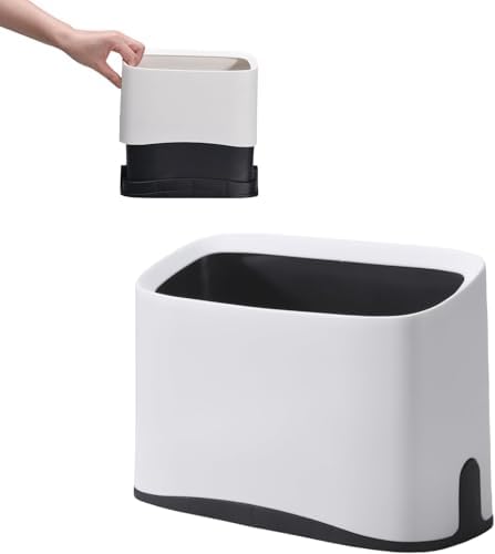 White Cat Litter Scoop Holder, Mini Trash Can with Lid by QPOIBSD
