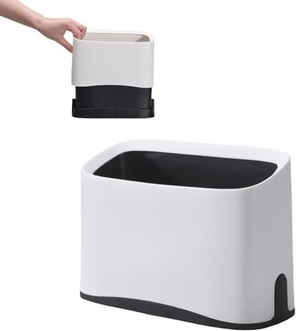 White Cat Litter Scoop Holder, Mini Trash Can with Lid by QPOIBSD