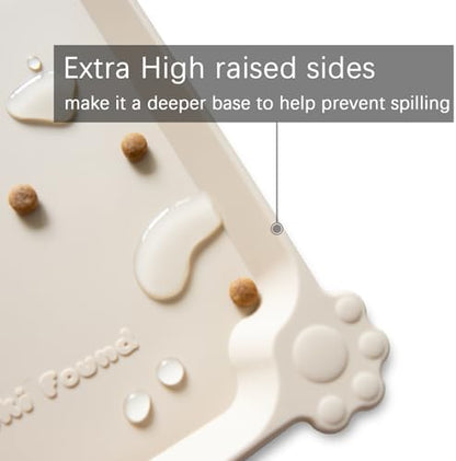 Hoki Found XX-Large Silicone Pet Food Mats - Non Slip Cat Dog Bowl Placemats - Waterproof Feeding Mats - Suitable for Carpet - Papayawhip - Image 2