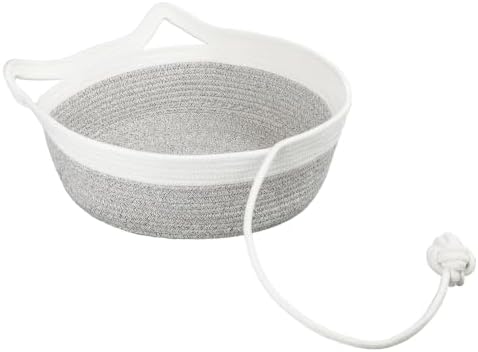 Cotton Rope Woven Cat Bed, Instinct Pet Basket with a Play Ball, Large by WEAVELYRICS