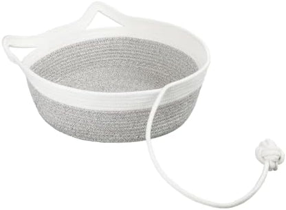 Cotton Rope Woven Cat Bed, Instinct Pet Basket with a Play Ball, Large by WEAVELYRICS