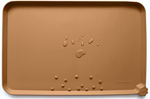 Hoki Found Silicone Pet Food Mats Tray - High-Lips Pet Dog Cat Bowl Mats - Dog Pet Cat Feeding Mat - Waterproof Dog Cat Food Mats -Pet Water Mats for Floors - Butterscotch by Hoki+Found