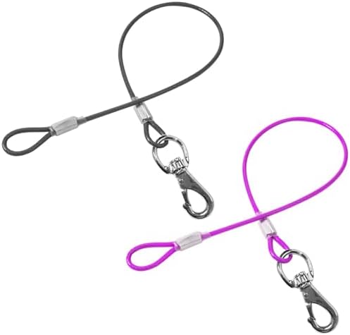 Chew Proof Dog Leash - 2Pack Metal Cable Lead,No Tangle Multiple Dog Leashes for Small and Medium Dogs- Heavy Duty Leash Extender for Collars & Harnesses(Black+Purple, 20in/50cm) by MiMetty