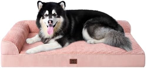 EHEYCIGA XXL Dog Bed Memory Foam, Orthopedic Giant Dog Bed Jumbo with Washable Removable Cover, Waterproof Pet Sofa Couch with Nonskid Bottom, 48x35x7.5, Pink by EHEYCIGA