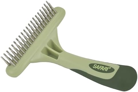 Coastal Pet Safari Dog Undercoat Rake - Top-Grade Double Row Rotating Pins Dematting Rake for Effective Deshedding and Pet Grooming by CoastalPet