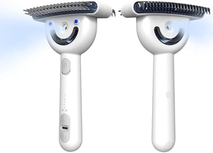 Double-Sided Pet Deshedding Dematting Comb, Steam Brush with 2 Spray Levels by POIIOPY