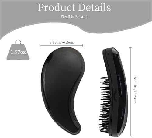 Comma-Shaped Small Dog Brush, Puppy Essentials (Black) - Image 2