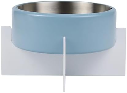 DBL3000C Intersecta Small/Medium Concrete and Stainless Steel Bowl 16oz (2 Cups) with Metal Stand Pet Feeder, Blue/White - Image 7