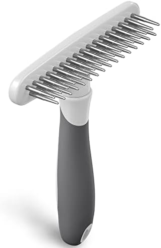 Dog rake deshedding dematting Brush Comb - Undercoat rake for Dogs, Cats, matted, Short,Long Hair Coats - Brush for Shedding, Double Row Stainless Steel pins - Reduce Shedding by 90% (White) by DOGI