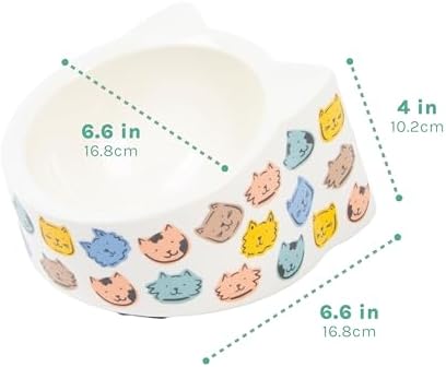 Kitty City Elevated Melamine Cat Bowl - Raised Tilted Dish for Food & Water, Sturdy Non-Slip Base, Non-Porous & Break Resistant, Dishwasher Safe, Indoor or Outdoor Pets – 5.4oz capacity, Colorful Cats - Image 3