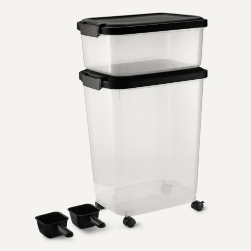 Amazon Basics Pet Food Storage Container Set, 30lbs and 10lbs with Scoop, for Dogs and Cats - Image 4