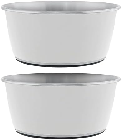 Master Pet Supply Stainless Steel Dog Bowls Set of 2 - Bone White - 32 Oz by MasterPetSupply