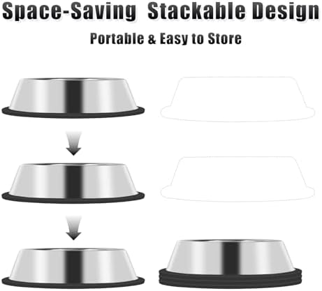 3Pcs Stainless Steel Dog Bowls Set - Non-Slip Food and Water Bowl 13 Oz - Dishwasher-Safe, Rust Resistant Metal Pet Bowls for Small/Medium/Large Sized Pets - Image 3