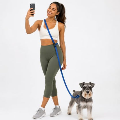 Kazazoo Hands-Free Dog Leash Adjustable Length 5-8 Ft,Crossbody & Waist for Dog Walking, Running for Small Dogs with Reflective Strips, Ballistic Nylon, Waist Belt, Lightweight Blue by Kazazoo