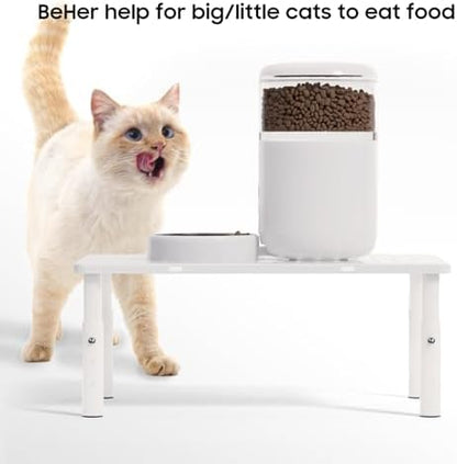 W‌SOWX Adjustable Automatic Cat Feeder Stand, Elevated Cat Food Stand,White - Image 7