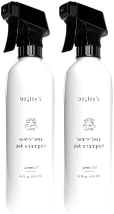 Begley's No Rinse Waterless Pet Shampoo, Bathless Cleaning, Deodorizing, and Odor Removal for a Shiny, Fresh Smelling Coat - Effective for Dogs, Puppies, and Cats - Fresh Lavender, 2 Pack by Begleys