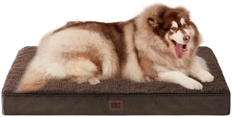 EHEYCIGA Orthopedic Dog Bed Large with Removable Washable Cover, 50IN Brown by EHEYCIGA