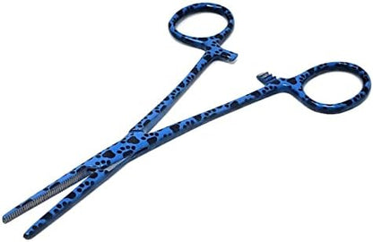 Dog Pet Ear/Nose Hair Puller Grooming Hemostat Locking Forceps Pliers, 5.5" (14cm), Straight (Blue Paws) by A2ZSCILAB
