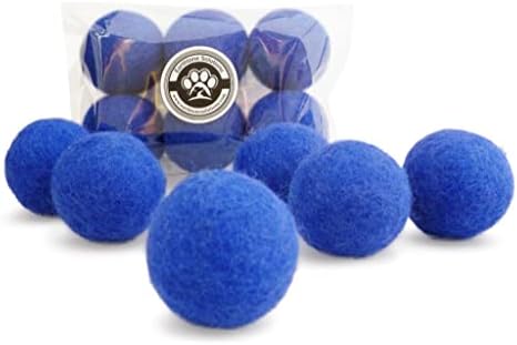 Wool Cat Toys - Felt Cat Toy Balls for Small Pet Fetch and Play - Eco Friendly Quiet Wool Ball Cat Toy for Cats and Kittens - Choose Your Colors 6PCS Blue by EarthtoneSolutions