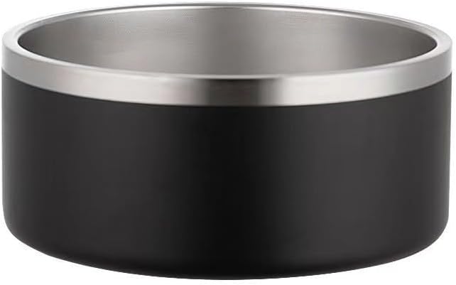 64oz Stainless Steel Dog Bowl with Non-Slip Base - Extra Large, Heavy Duty for Giant Breed Dogs, Dishwasher Safe Jumbo Food & Water Bowl (Black)