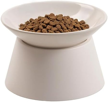 MS!MAKE SURE Cat Food Bowls Elevated - Ceramic Cat Water Bowls Whisker Friendly with Stand Tilted Non Slip Flat Detachable Anti Vomiting for Indoor Cats White by MS%EF%BC%81MAKESURE