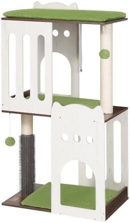 FourFurPets 43.7in 3-Tier Modern Cat Tree Tower Condo, Cat Scratch Posts for Indoor Cats, Big Plate, Two 19.7in Full Sisal Scratching Posts, White - Image 7
