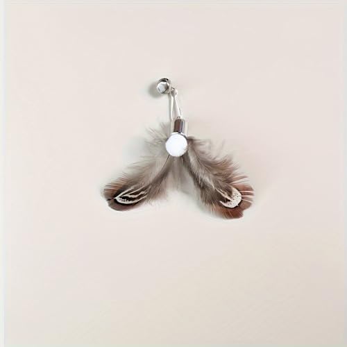 Cat Insect Feather Toy Wand Replacement,Cat Toys Feather Refills,Set of 6 Replacement Heads with Bells,Natural Feather Interactive Cat Toys (Style A) - Image 3
