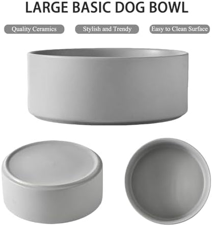 8'' Ceramic Dog Bowl - 70Oz Classic Dogs Food & Water Bowl for Medium and Large Breeds, Heavy-Duty Non-Slip Dog Dish, Food Grade Stoneware Pet Bowl, Dishwasher & Microwave Safe, Grey - Image 2