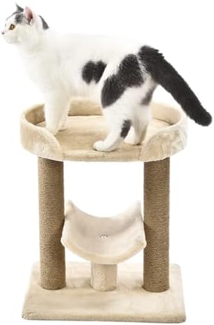 Amazon Basics Multi-Platform Cat Tree with Scratching Post for Indoor Cats up to 25lbs, 18 x 14 x 22 Inches, Beige by AmazonBasics