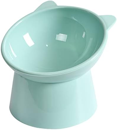 Tilted Elevated Cat Food Bowl - Cats Bowls Whisker Friendly Anti Vomiting Slanted Feeding Bowls Cute Shallow (Tall Cat Bowl-Green) by NABOKIO