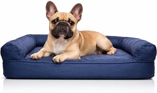 Furhaven Orthopedic Dog Bed for Medium/Small Dogs w/ Removable Bolsters & Washable Cover, For Dogs Up to 35 lbs - Quilted Sofa - Navy (Blue), Medium by FurHaven