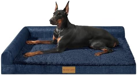 Patas Lague Orthopedic Large Dog Bed Washable Pet Sofa Bed 48X30 Navy Blue by PatasLague