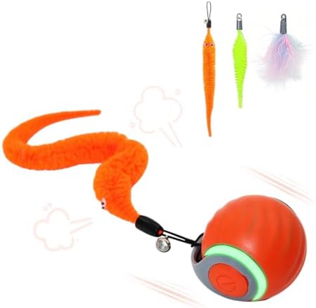 Interactive Cat Toy Ball - Automatic Moving Cat Ball for Indoor Cats with 3 Tails, Rechargeable Silent Kitten Toy for Boredom & Exercise, Rolling Ball Toy with 2 Modes & 2 Speeds. by Unknown
