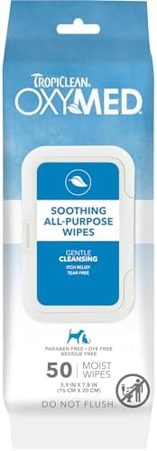 TropiClean OxyMed Soothing All Purpose Cat & Dog Wipes, 50ct by TropiClean