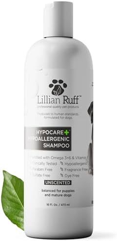 Lillian Ruff PRO Formula HypoCare+ Oatmeal Dog Shampoo | Clinically Tested Hypoallergenic Formula for Itch & Allergy Relief – Fragrance-Free with Aloe, Vitamin E & Pro-Vitamin B5 – Made in USA by LillianRuff