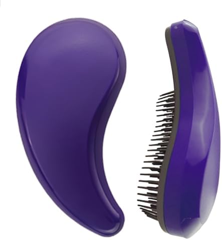 Comma-Shaped Small Dog Brush, Puppy Essentials (Dark Purple) by PetJoyHaven