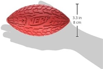 Nerf Dog Tire Football Dog Toy with Interactive Squeaker, Lightweight, Durable and Water Resistant, 6 Inch Diameter for Medium/Large Breeds, Single Unit, Red (Pack of 2)