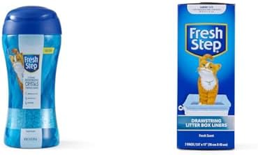 Fresh Step Bundle: Cat Litter Crystals in Fresh Scent, 15 oz & Drawstring Litter Box Liners, Fresh Scent, Large 30" x 17" - 7 Count | Deodorizer & Liners for Odor Control & Cleanliness by Unknown