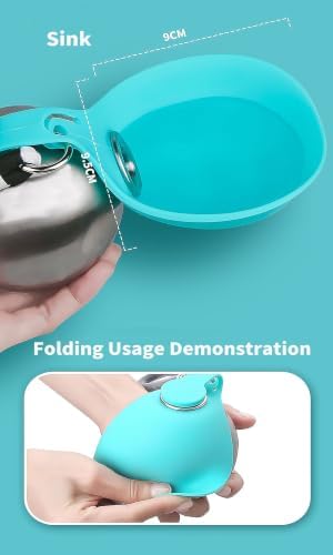 2 in 1 Portable Dog Water Bottle,10oz Stainless Steel Travel Dog Water Dispenser with Bowl，No-Spill Puppy Water Bottle for Pets Outdoor,Walking and Hiking Small,1 Pack Blue. - Image 5