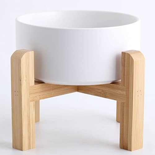 Petygooing White Elevated/Raised Ceramic Dog Bowl for Medium and Large Breeds, Dog Food Water Dish with Stand,Pet Feeding Bowl with Anti Slip Rubber Large Dogs(1800ml 7.6 Cups) by PetygooingforYOURLOVEDPET