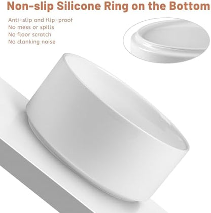 Non Slip Dog Bowls, Heavy Ceramic Dog Food and Water Bowl with Silicone Base, Pet Feeding Bowl for Puppies, Small and Medium Dogs (Glossy White, 6 Inches) - Image 3