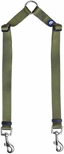 Blueberry Pet Essentials Durable Classic Double Dog Leash Coupler, Military Green, Medium/Large, Dual Walking & Training Leashes for Two Dogs by BlueberryPet