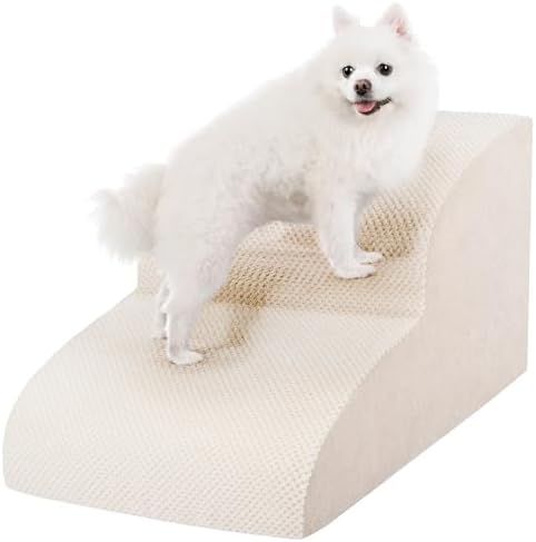 Dog Stairs for Small Dogs, High Density Foam Dog Ramp, Extra Wide Non-Slip Pet Steps for High Beds Or Couch, Soft Foam Doggie Ladder for Dogs Injured, Older Pets, Small Cats by Heeyoo