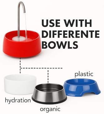 Aqua MINI Portable Pet Water Fountain - Automatic Drinking Bowl for Cats and Dogs - Stainless Steel Faucet - Replaceable Filters - Easy Cleaning - Ideal for Multiple Pets - 1.2L/42 fl oz - Red - Image 3
