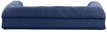Furhaven Cooling Gel Dog Bed for Medium/Small Dogs w/ Removable Bolsters & Washable Cover, For Dogs Up to 35 lbs - Quilted Sofa - Navy (Blue), Medium - Image 4
