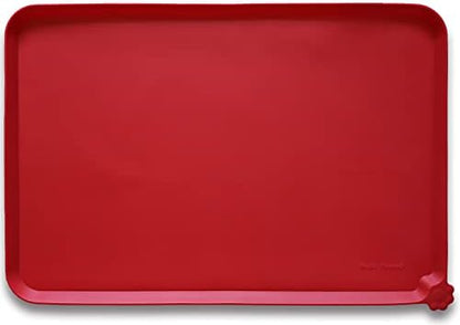 Hoki Found X-Large Silicone Non Slip Pet Feeding Mats - Waterproof Dog Cat Food Mats for Carpet - Classic Red by Hoki+Found
